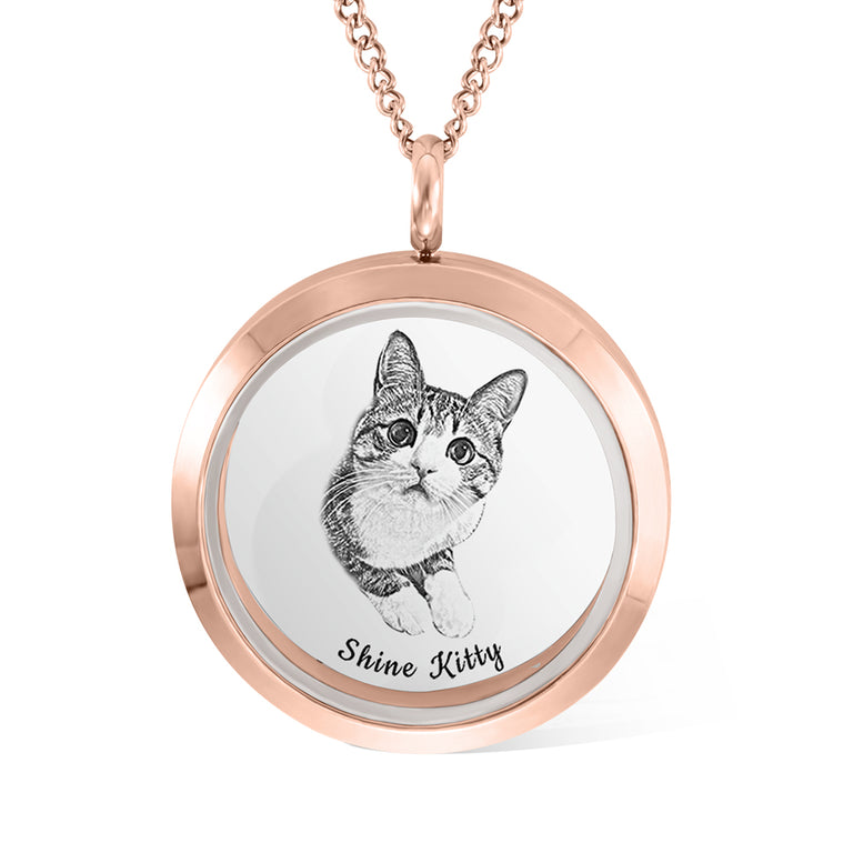 Personalized Pet Fur Keepsake Necklace with Portrait Memorial Jewelry