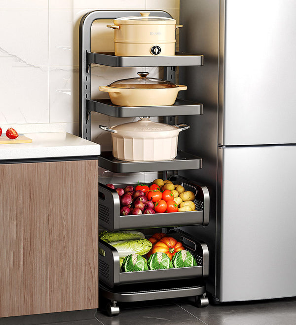 Adjustable Pot Fruit Vegetable Storage Cart with Wheels