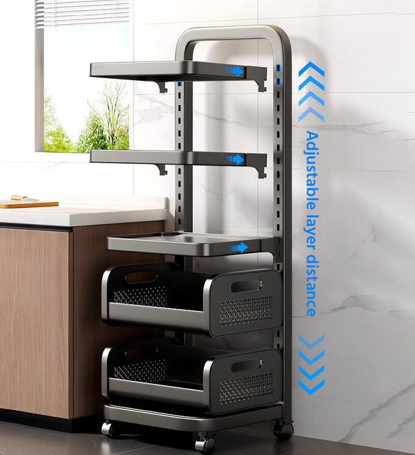 Adjustable Pot Fruit Vegetable Storage Cart with Wheels