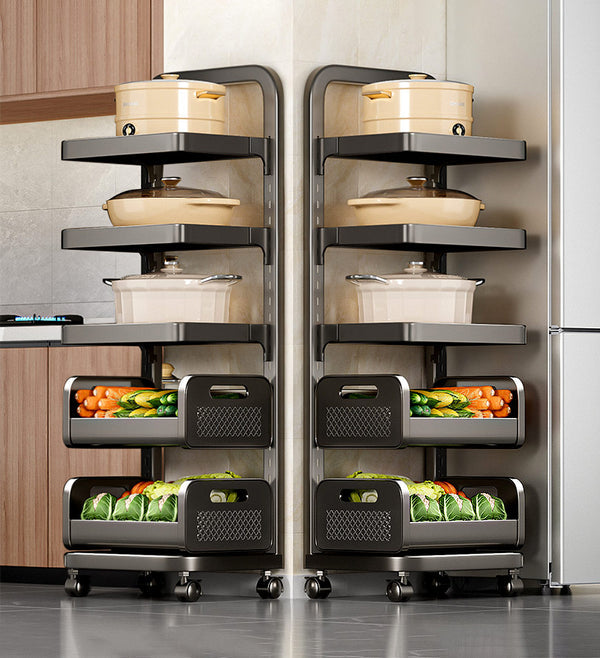 Adjustable Pot Fruit Vegetable Storage Cart with Wheels
