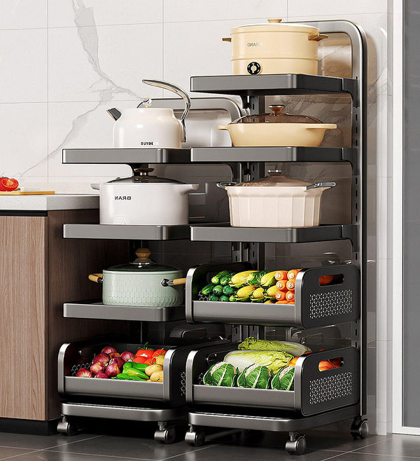 Adjustable Pot Fruit Vegetable Storage Cart with Wheels