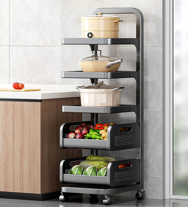 Adjustable Pot Fruit Vegetable Storage Cart with Wheels