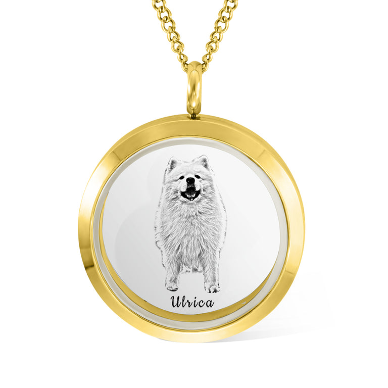 Personalized Pet Fur Keepsake Necklace with Portrait Memorial Jewelry