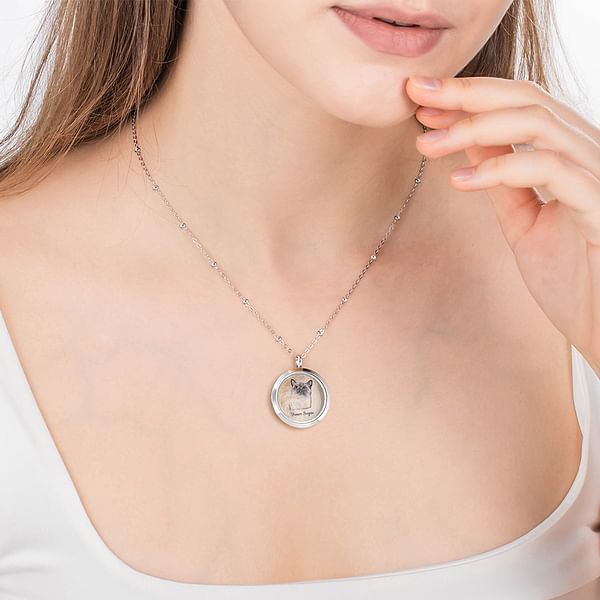 Personalized Pet Fur Keepsake Necklace with Portrait Memorial Jewelry